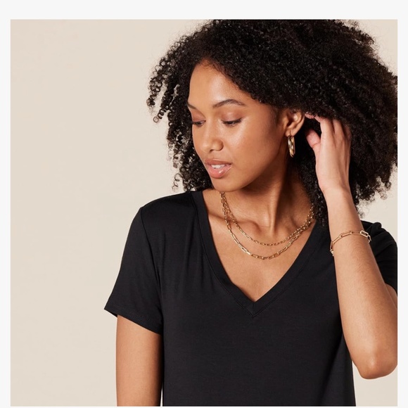 ๐จ๐ฆ Womens Jersey V-Neck Short Sleeve Black Maxi Length Dress - Picture 3 of 11